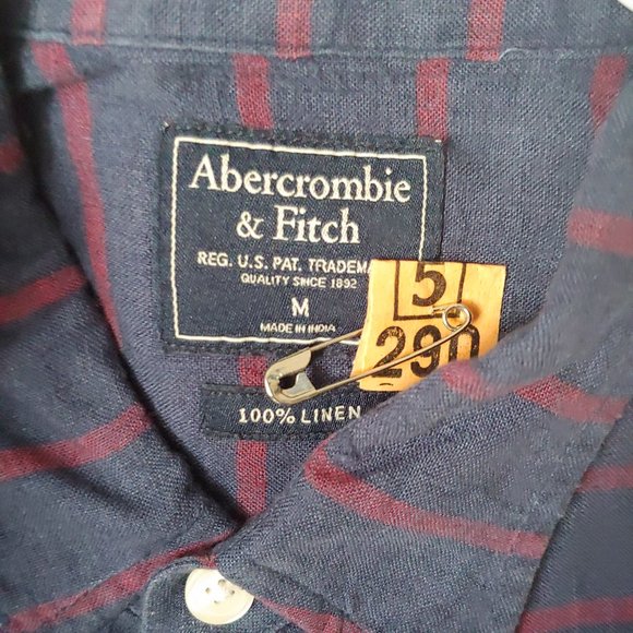 Abercrombie  Mens Size Medium Navy/Red Horizontal Stripe 100%… - Picture 2 of 5